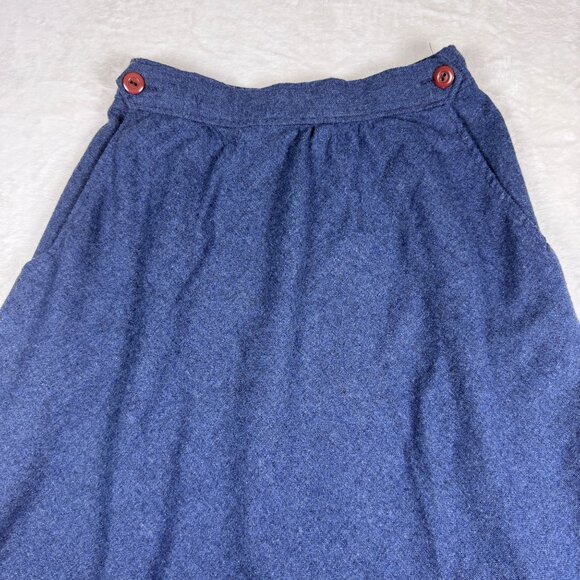 Vintage Wool Midi Skirt‎ Navy Blue Womens XL High Waist A Line 90s Winter - Picture 2 of 6